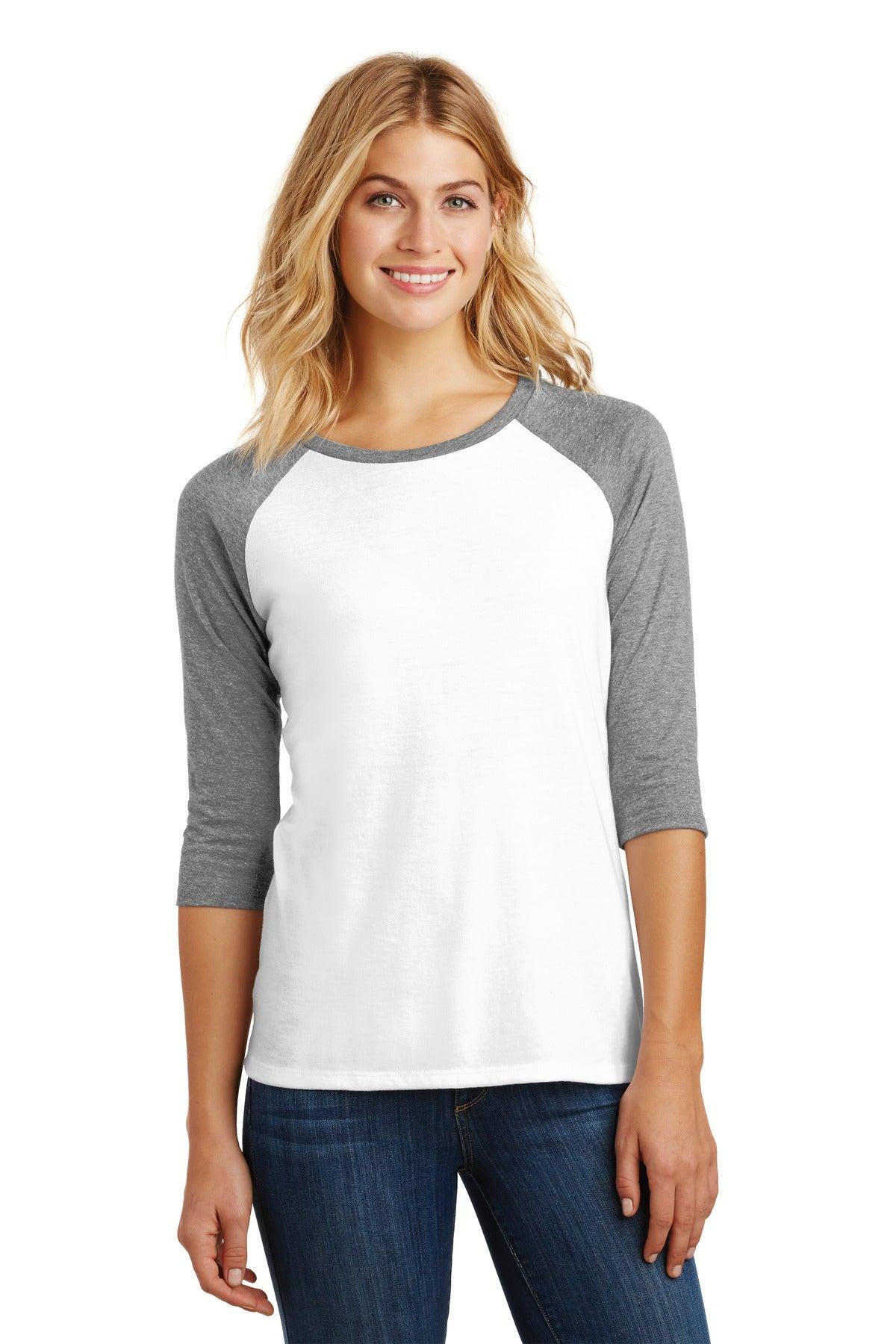 District Women's Perfect Tri 3/4-Sleeve Raglan. DM136L - Dresses Max