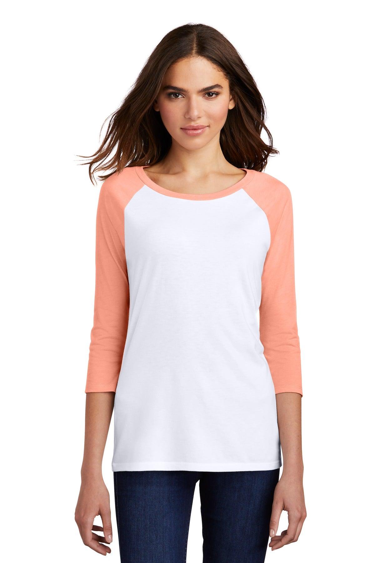 District Women's Perfect Tri 3/4-Sleeve Raglan. DM136L - Dresses Max