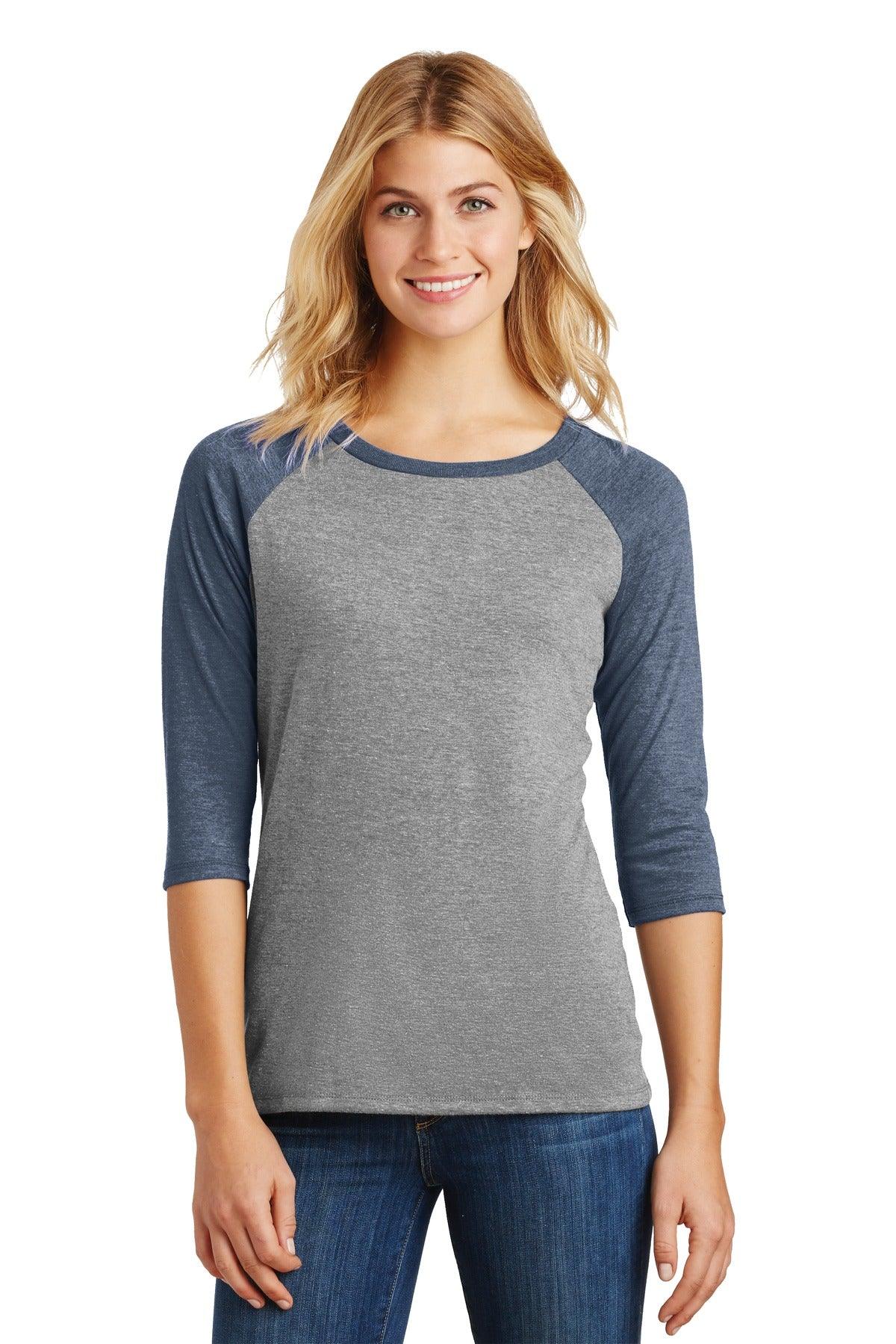 District Women's Perfect Tri 3/4-Sleeve Raglan. DM136L - Dresses Max