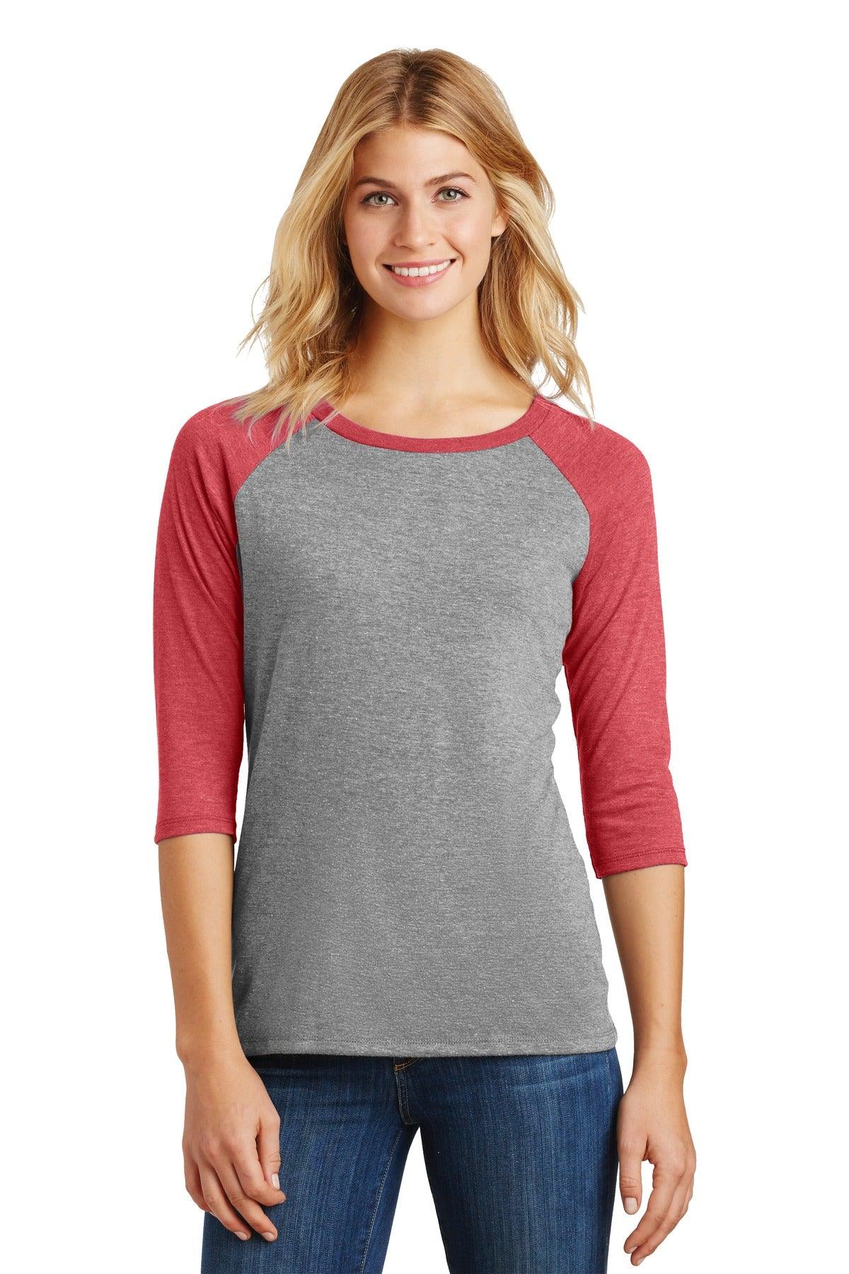 District Women's Perfect Tri 3/4-Sleeve Raglan. DM136L - Dresses Max