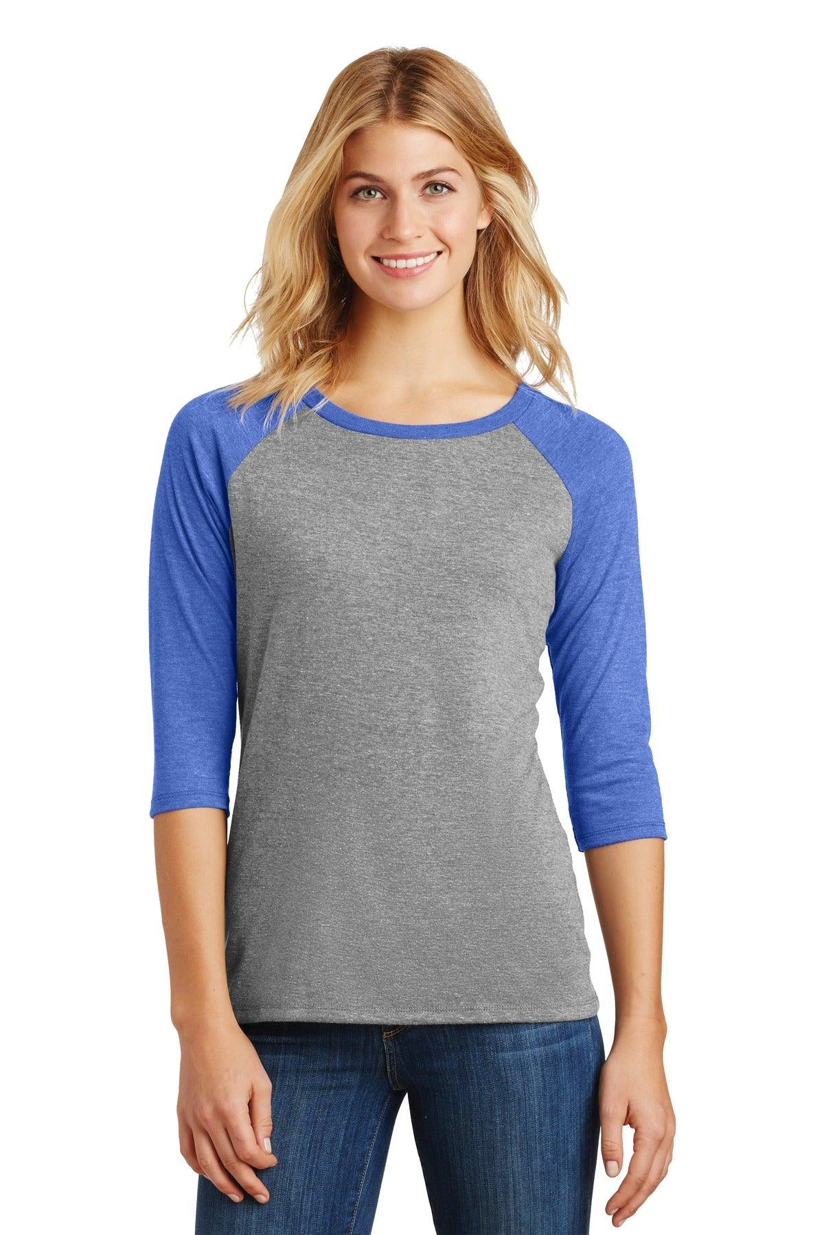District Women's Perfect Tri 3/4-Sleeve Raglan. DM136L - Dresses Max