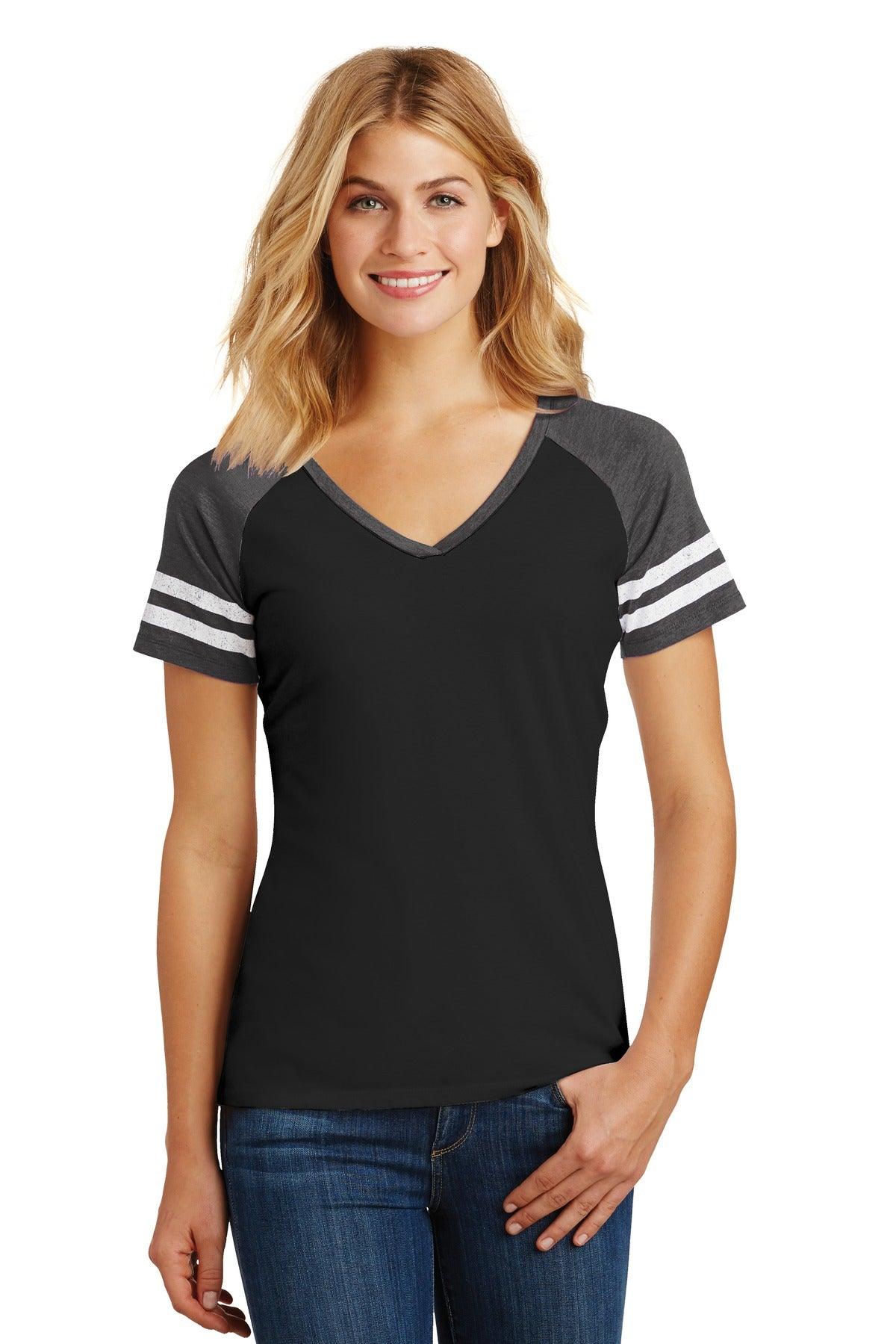 District Women's Game V-Neck Tee. DM476 - Dresses Max