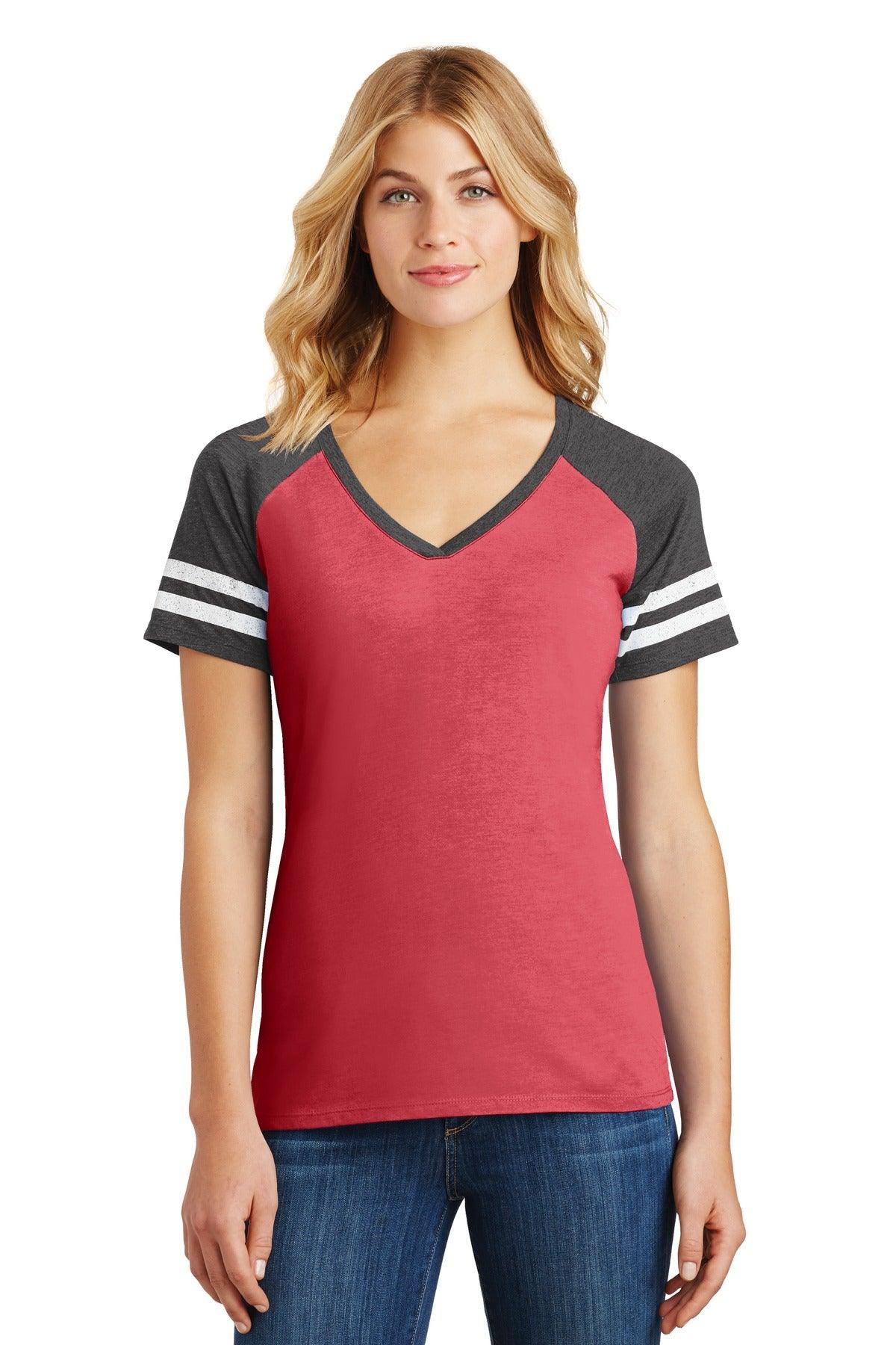 District Women's Game V-Neck Tee. DM476 - Dresses Max
