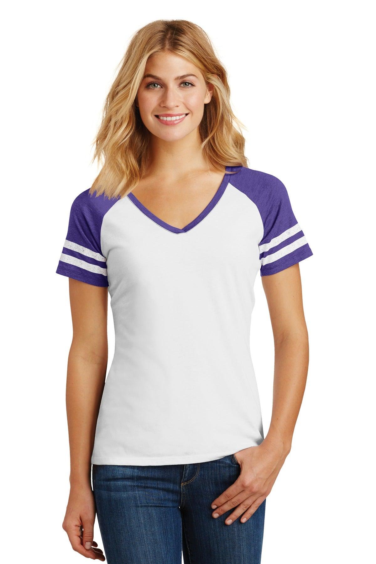 District Women's Game V-Neck Tee. DM476 - Dresses Max