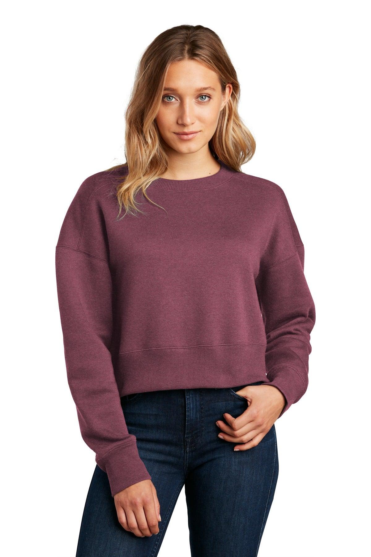 District Women's Perfect Weight Fleece Cropped Crew DT1105 - Dresses Max