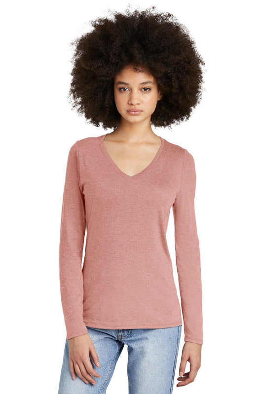 District Women's Perfect Tri Long Sleeve V-Neck Tee DT135 - Dresses Max