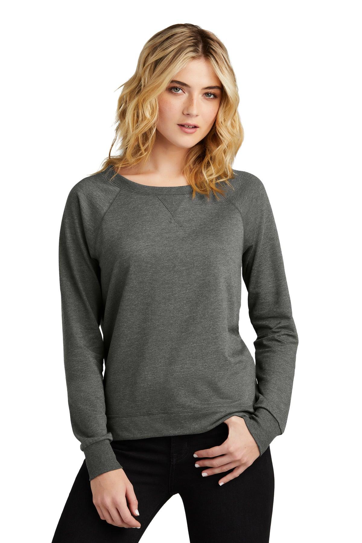 District Women's Featherweight French Terry Long Sleeve Crewneck DT672 - Dresses Max
