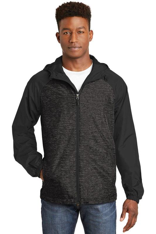 Sport-Tek Heather Colorblock Raglan Hooded Wind Jacket. JST40 - Dresses Max