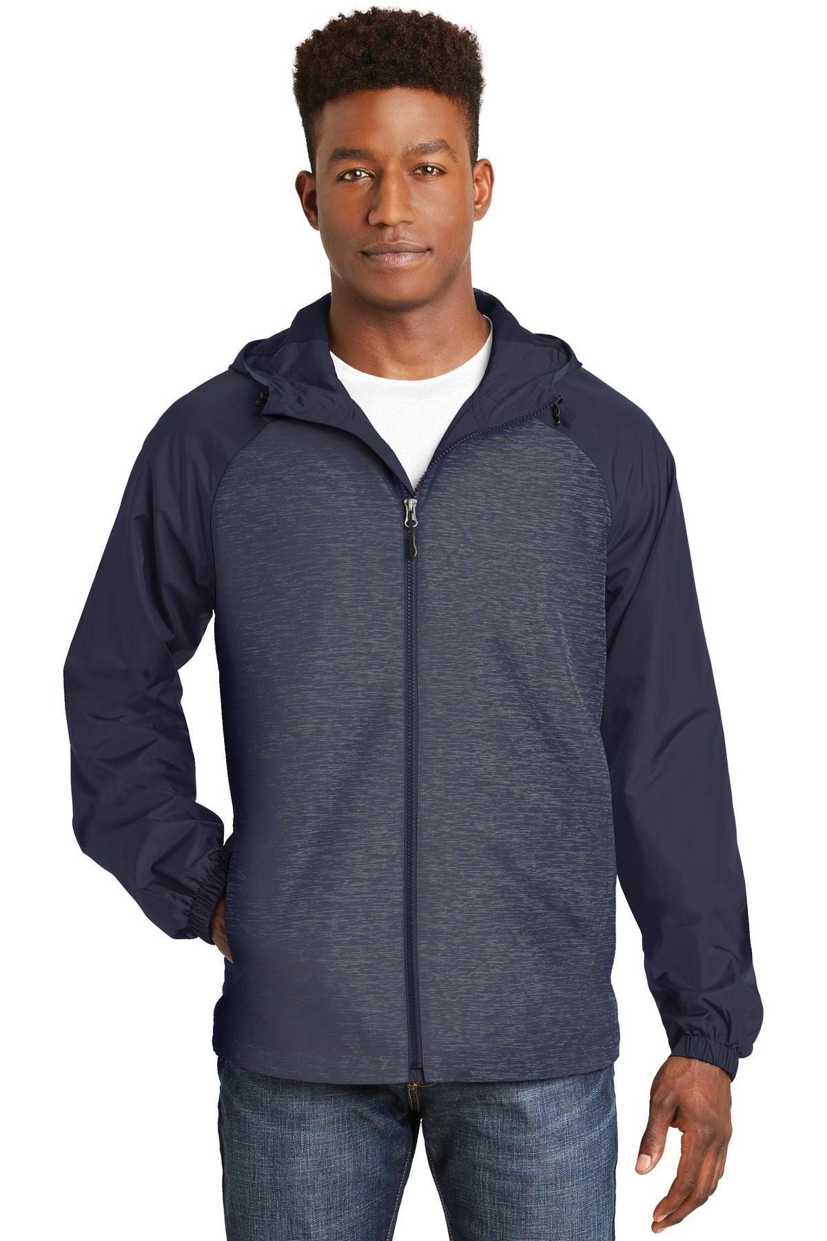 Sport-Tek Heather Colorblock Raglan Hooded Wind Jacket. JST40 - Dresses Max