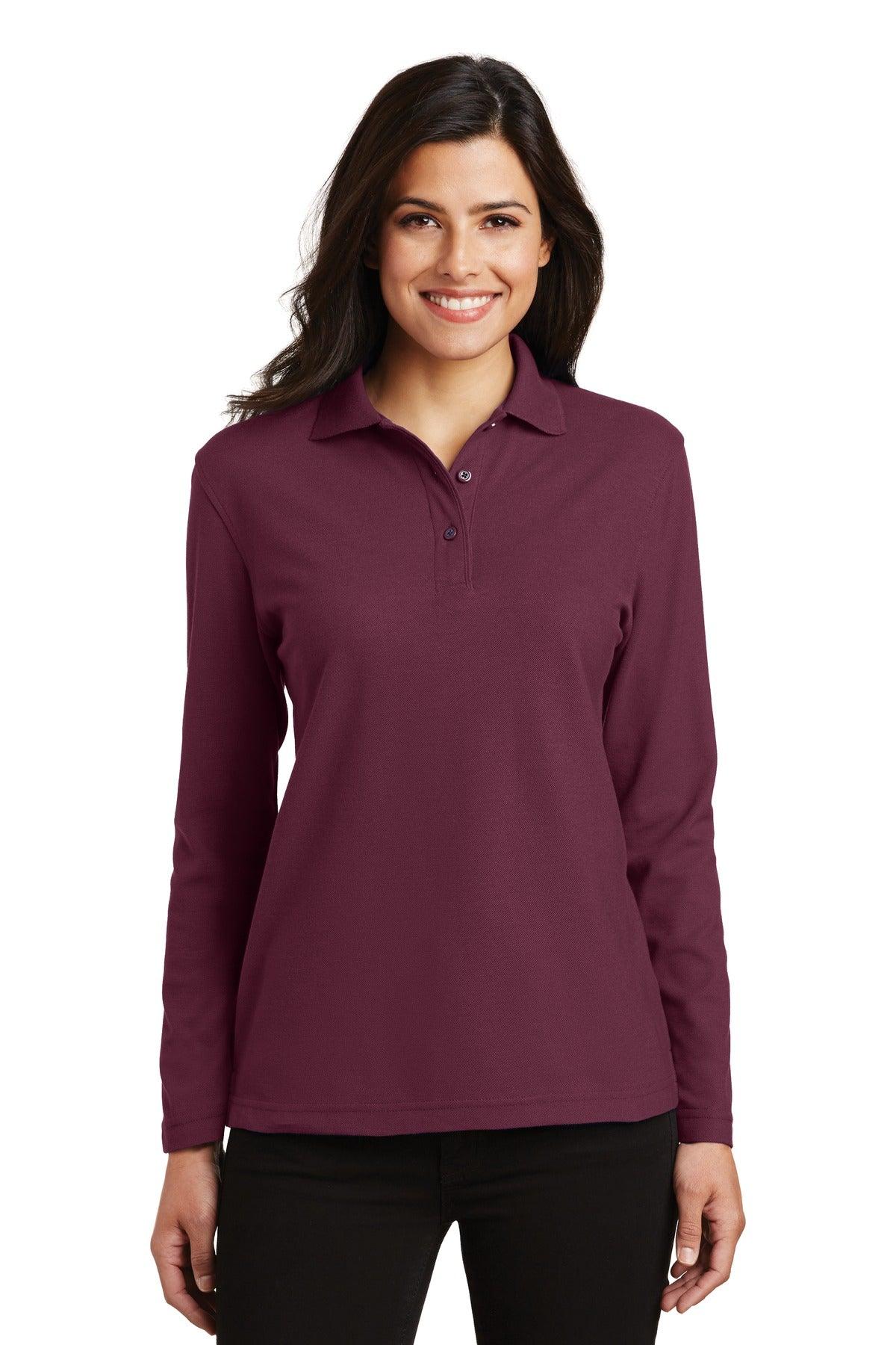Port Authority Ladies Silk Touch Long Sleeve Polo. L500LS - Dresses Max