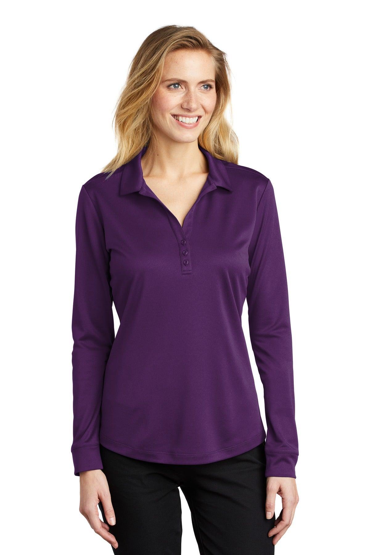 Port Authority Ladies Silk Touch Performance Long Sleeve Polo. L540LS - Dresses Max