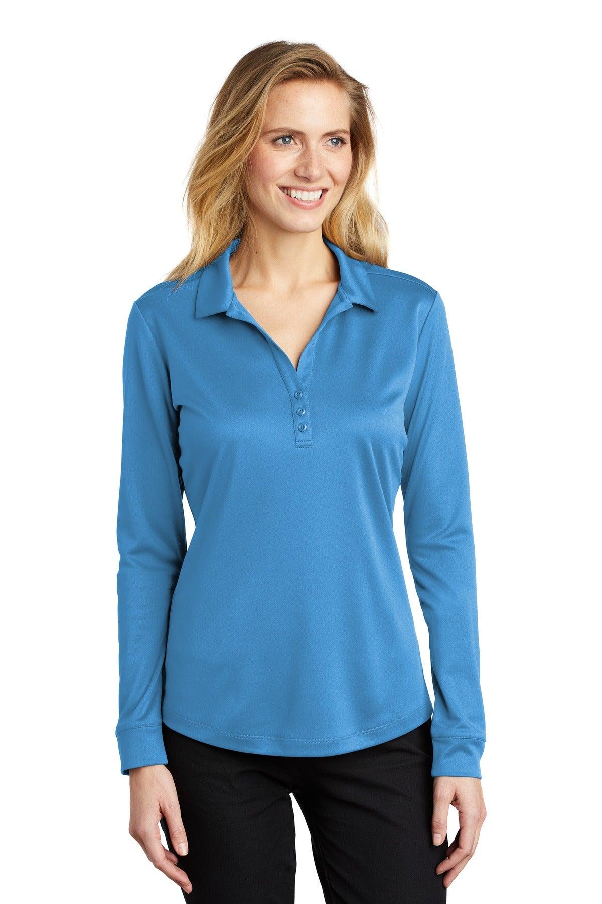Port Authority Ladies Silk Touch Performance Long Sleeve Polo. L540LS - Dresses Max