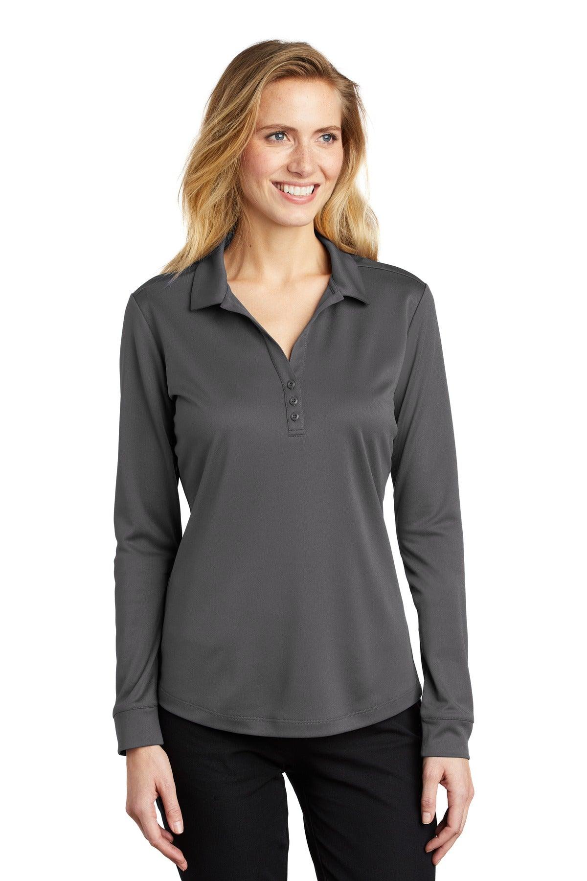 Port Authority Ladies Silk Touch Performance Long Sleeve Polo. L540LS - Dresses Max