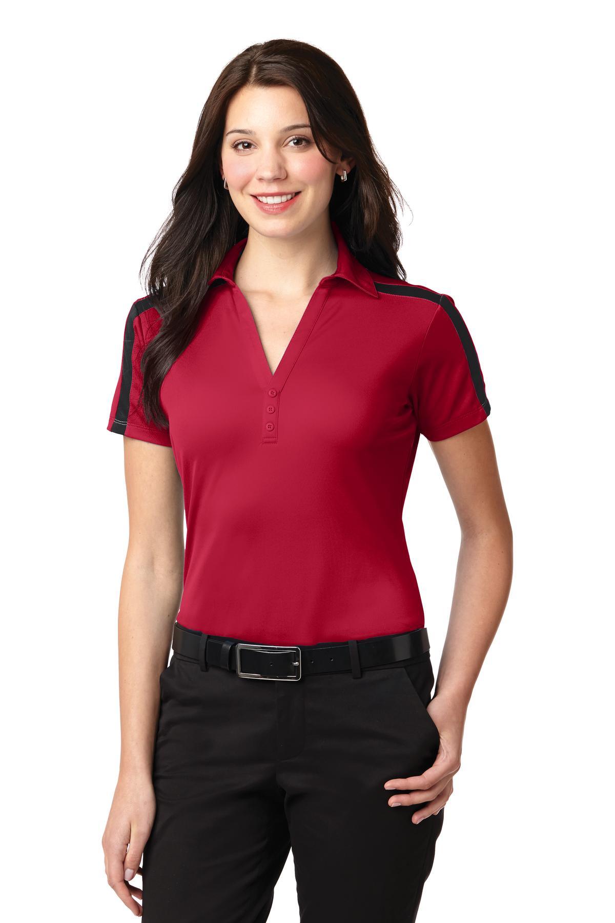 Port Authority Ladies Silk Touch Performance Colorblock Stripe Polo. L547 - Dresses Max