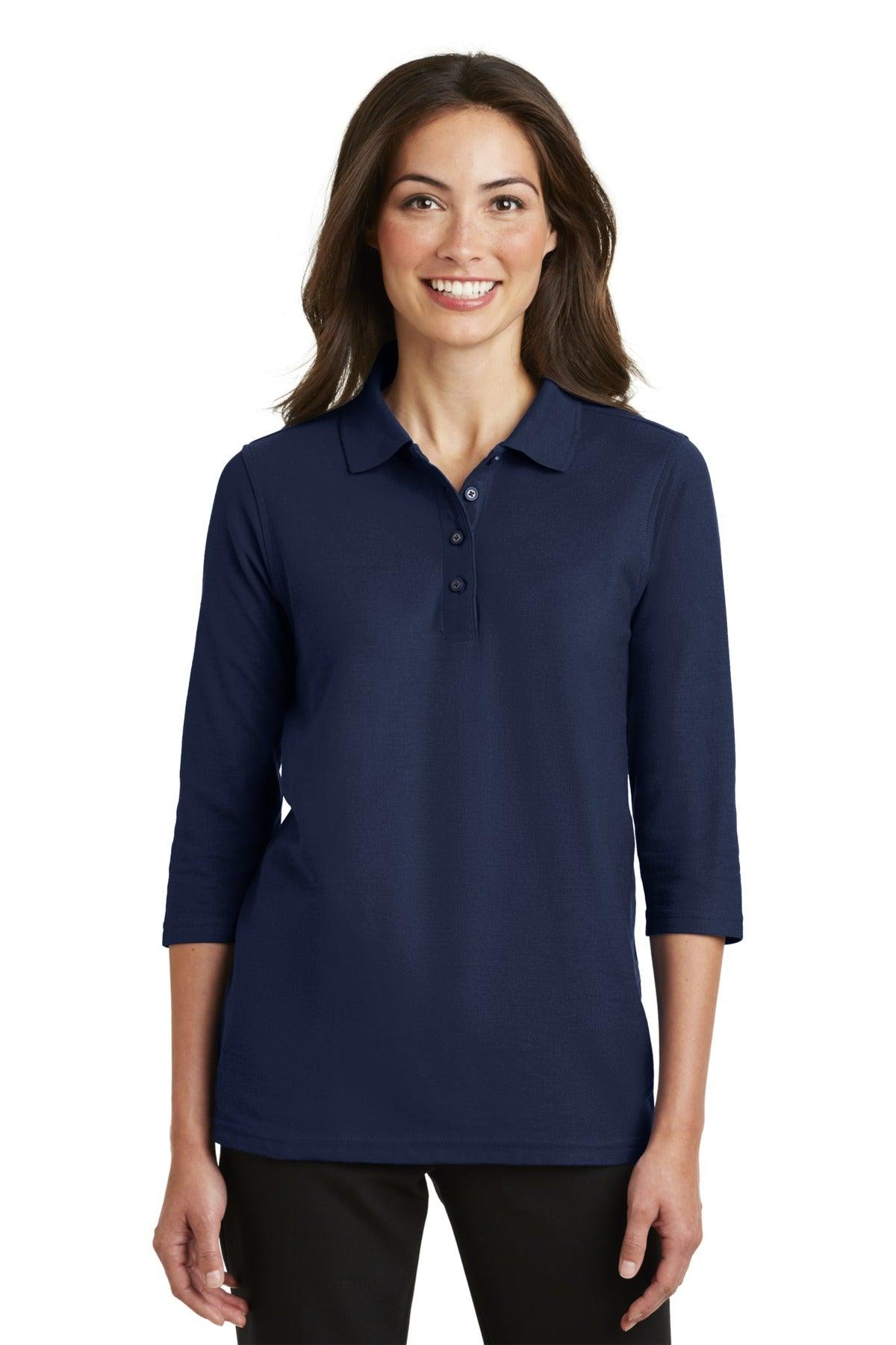 Port Authority Ladies Silk Touch 3/4-Sleeve Polo. L562 - Dresses Max
