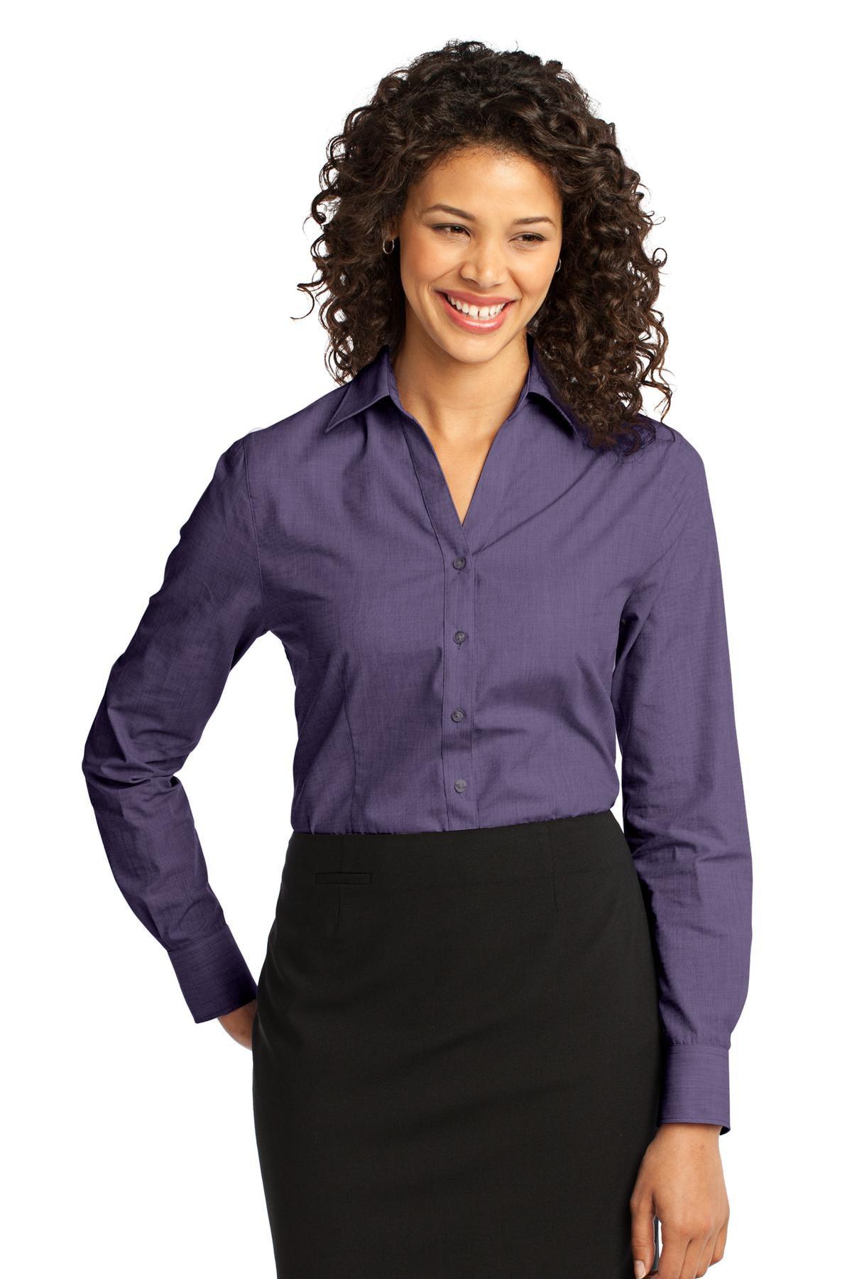 Port Authority Ladies Crosshatch Easy Care Shirt. L640 - Dresses Max
