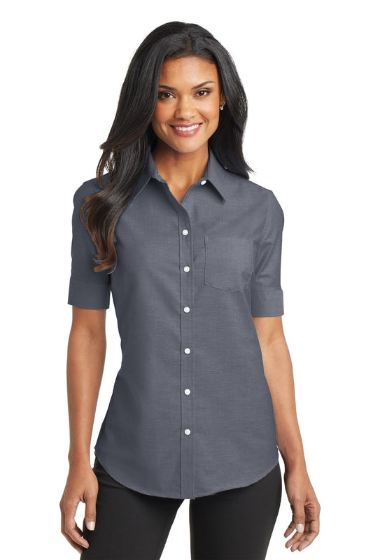 Port Authority Ladies Short Sleeve SuperPro Oxford Shirt. L659 - Dresses Max