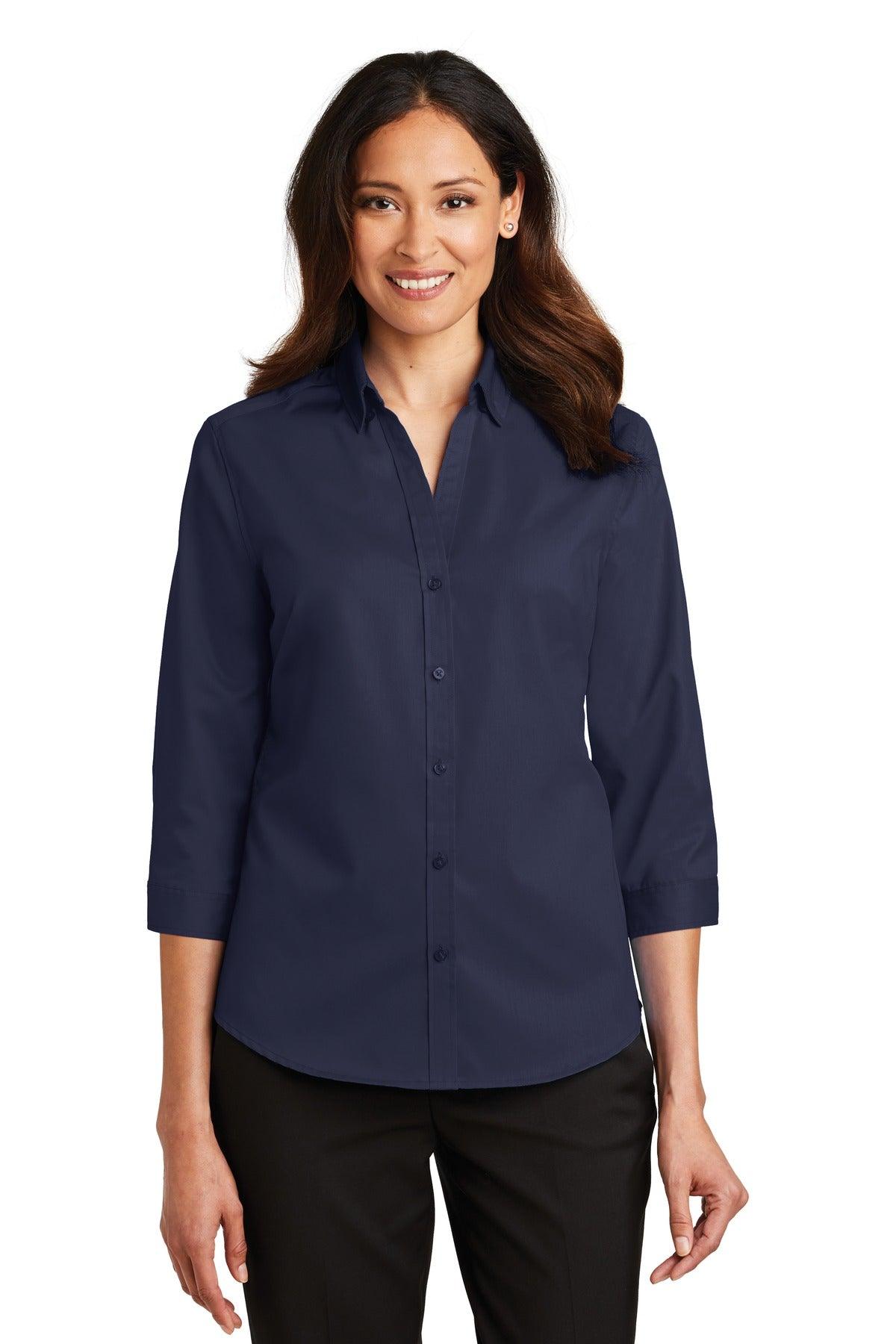 Port Authority Ladies 3/4-Sleeve SuperPro Twill Shirt. L665 - Dresses Max