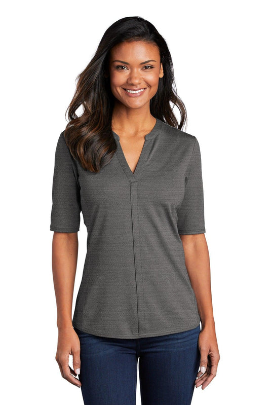 Port Authority Ladies Stretch Heather Open Neck Top LK583 - Dresses Max