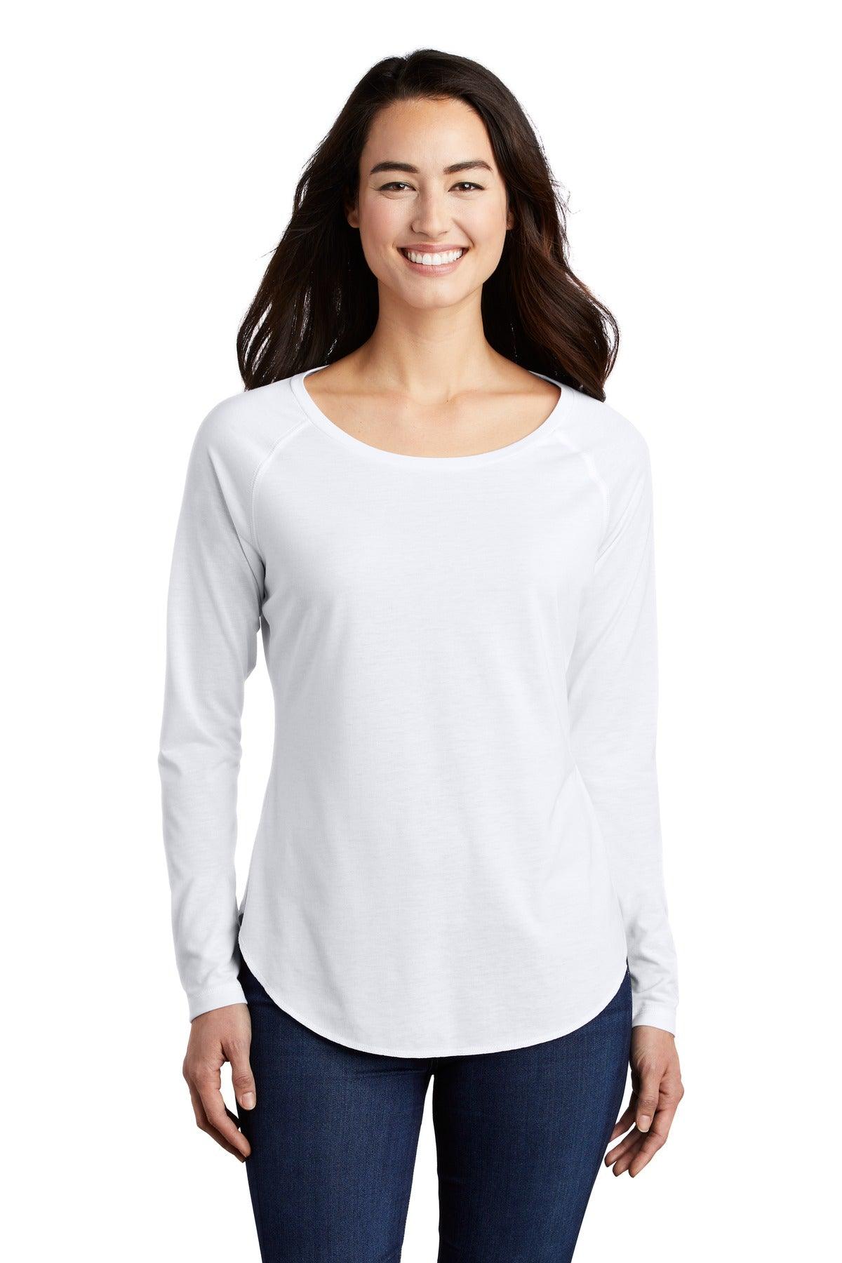 Sport-Tek Ladies PosiCharge Long Sleeve Tri-Blend Wicking Scoop Neck Raglan Tee LST400LS - Dresses Max