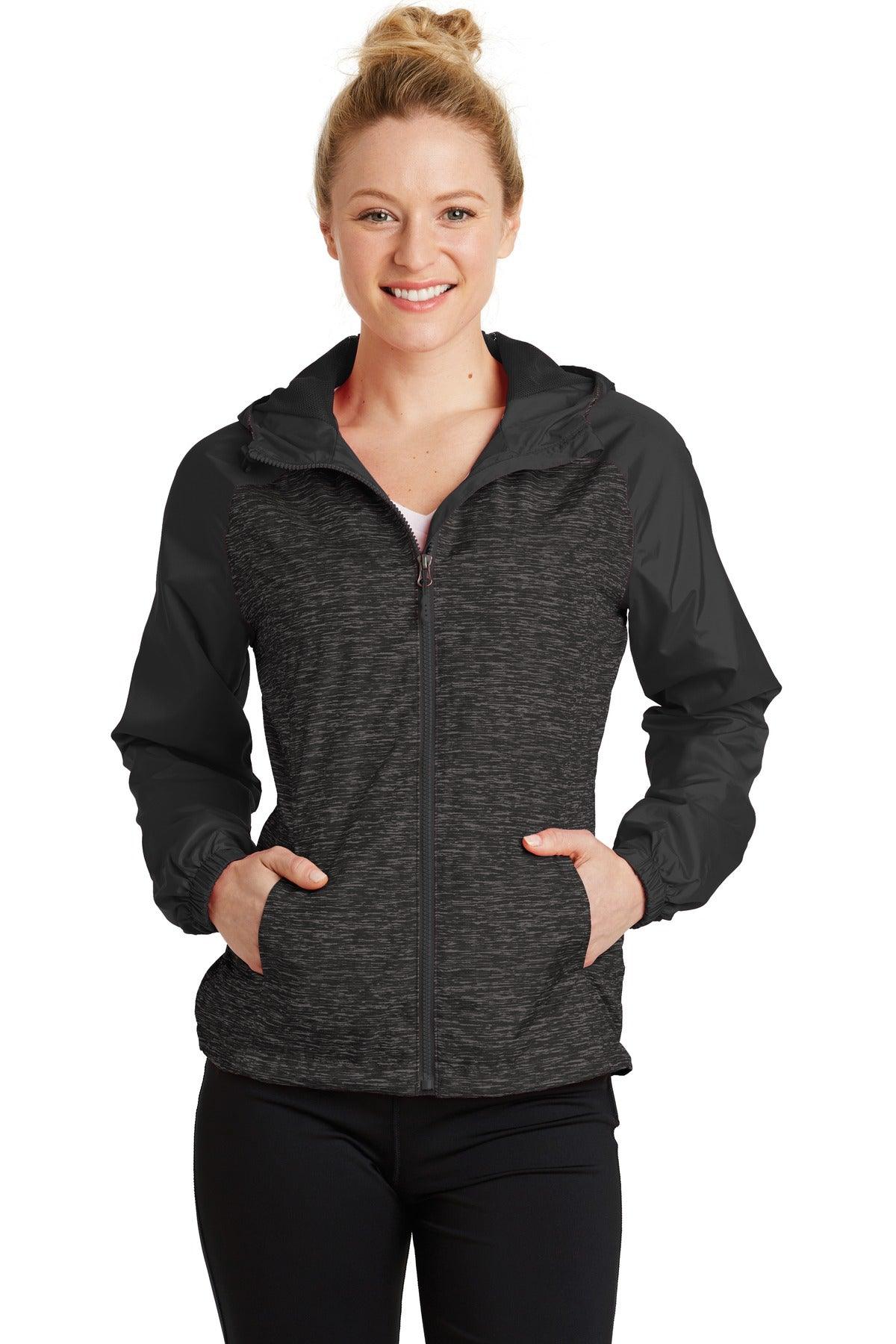 Sport-Tek Ladies Heather Colorblock Raglan Hooded Wind Jacket. LST40 - Dresses Max
