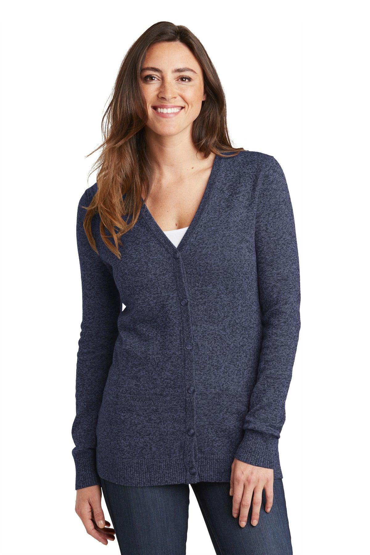 Port Authority Ladies Marled Cardigan Sweater. LSW415 - Dresses Max