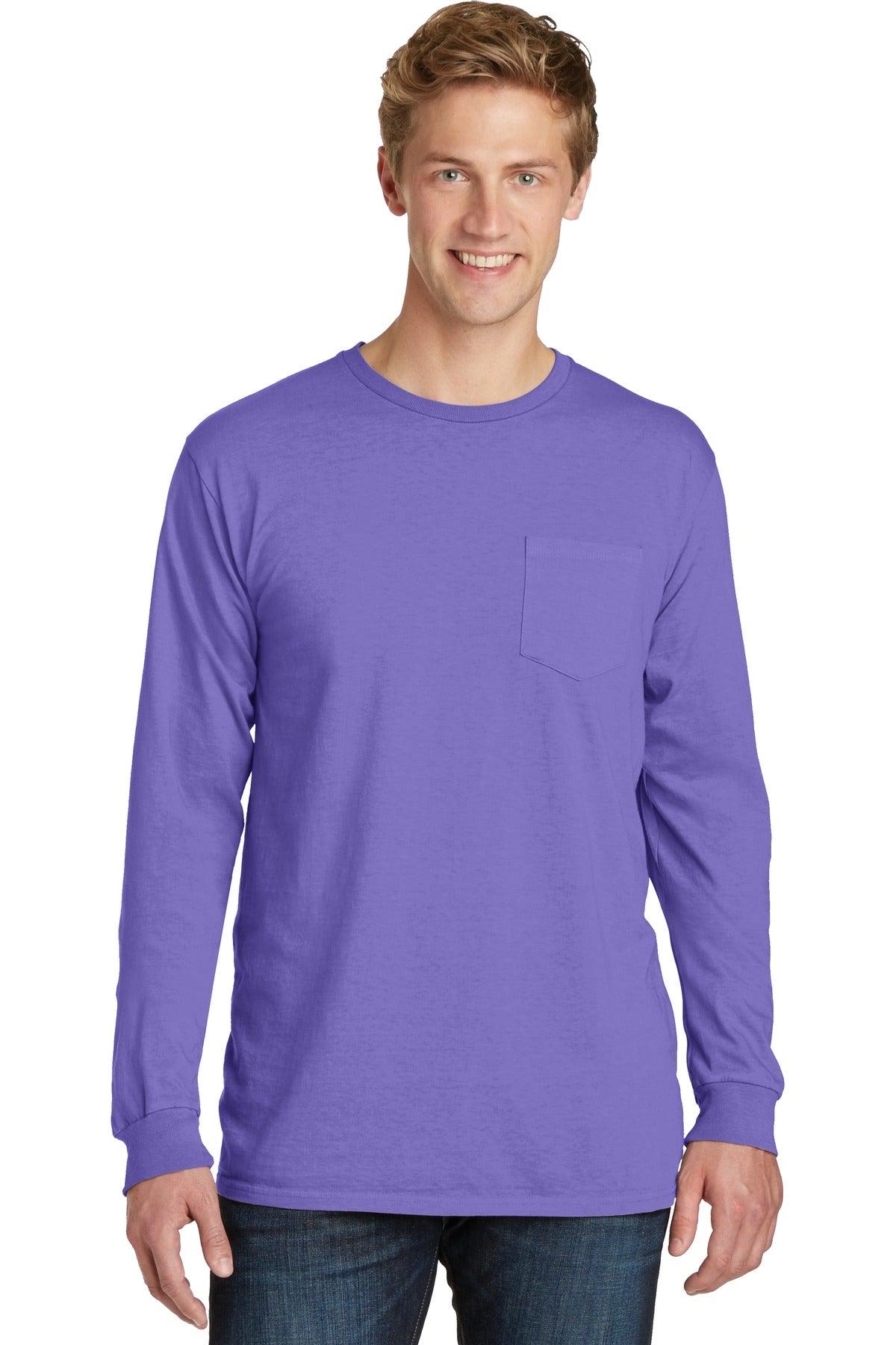 Port & Company Beach Wash Garment-Dyed Long Sleeve Pocket Tee PC099LSP - Dresses Max