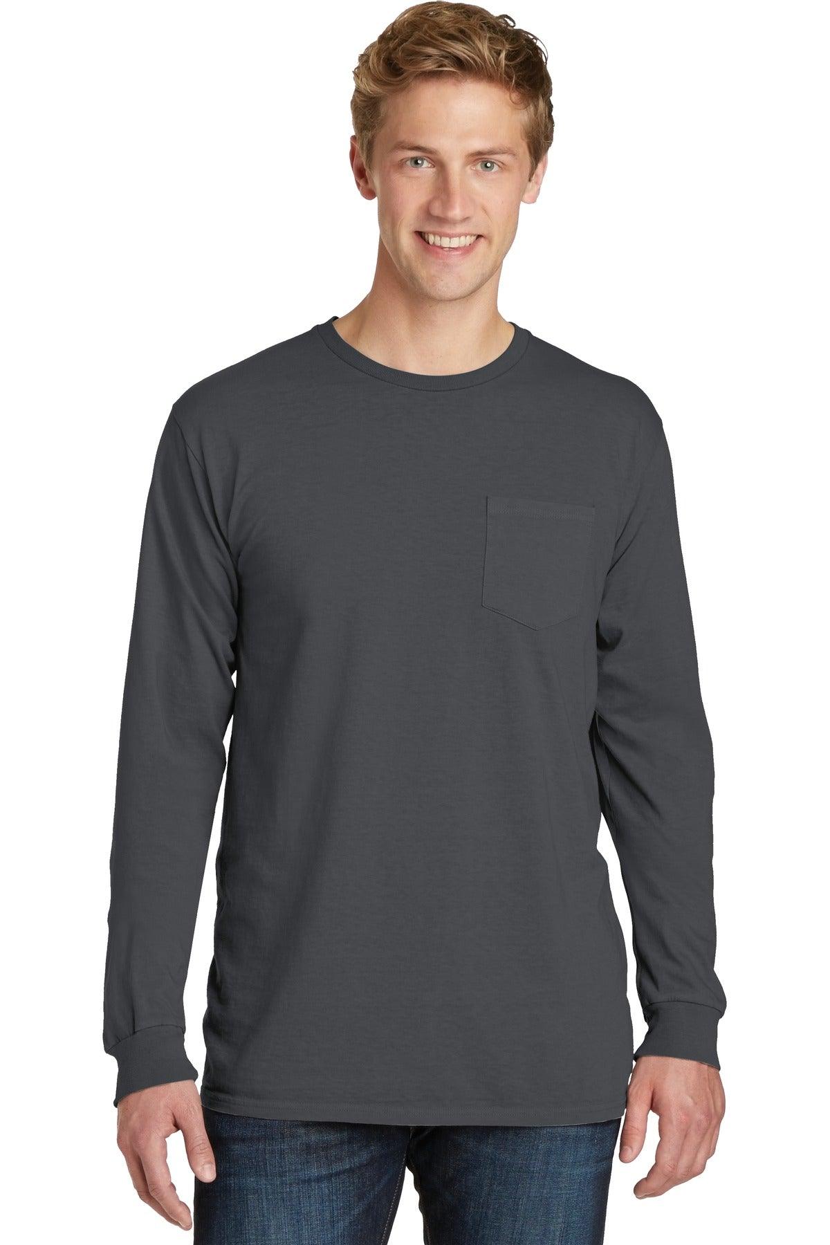 Port & Company Beach Wash Garment-Dyed Long Sleeve Pocket Tee PC099LSP - Dresses Max