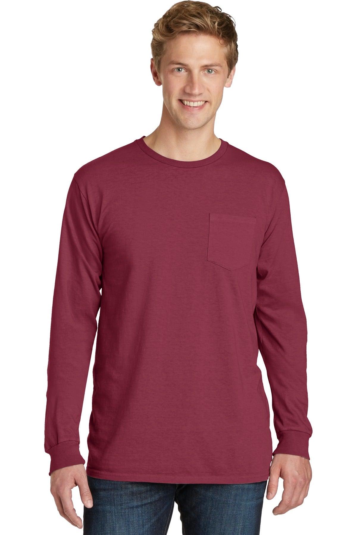 Port & Company Beach Wash Garment-Dyed Long Sleeve Pocket Tee PC099LSP - Dresses Max