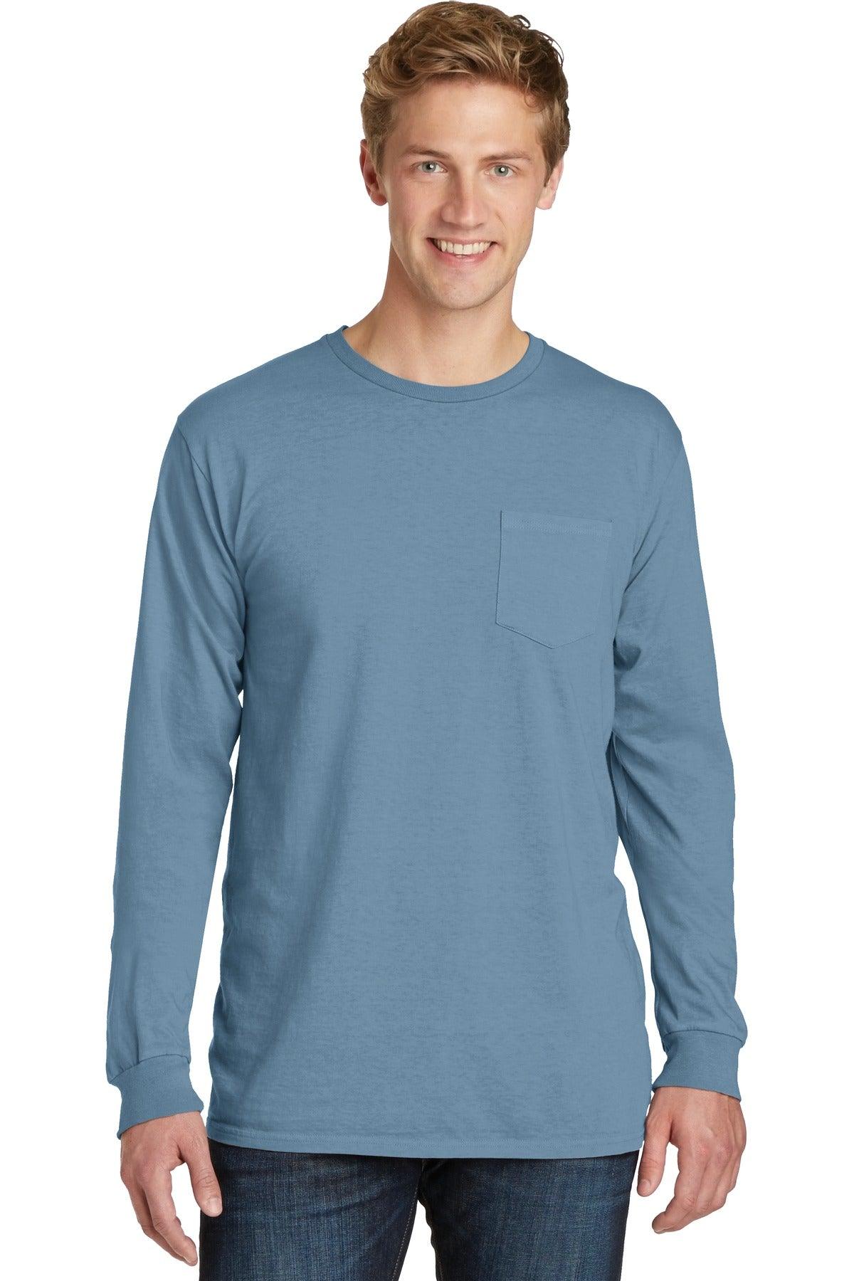 Port & Company Beach Wash Garment-Dyed Long Sleeve Pocket Tee PC099LSP - Dresses Max