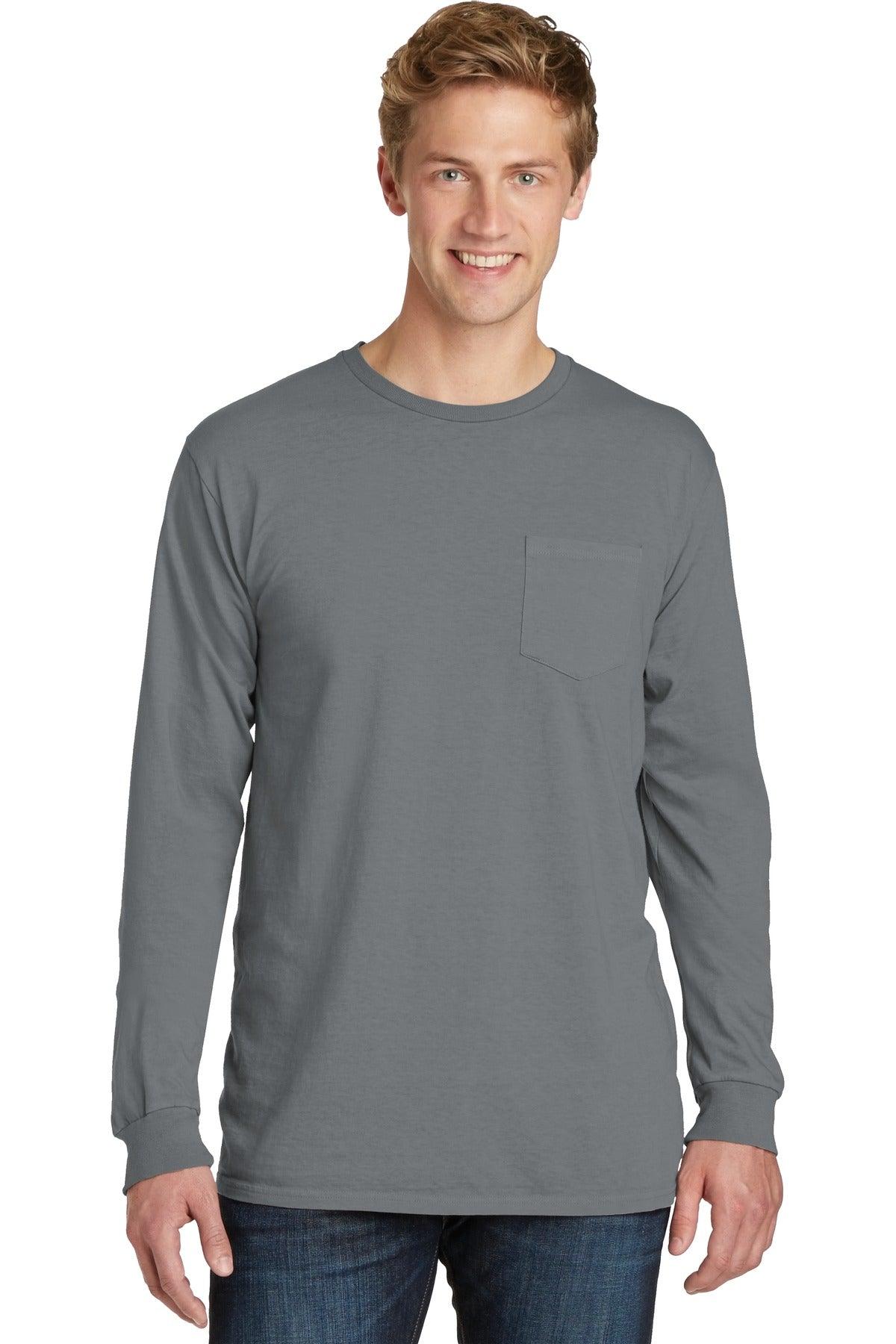 Port & Company Beach Wash Garment-Dyed Long Sleeve Pocket Tee PC099LSP - Dresses Max
