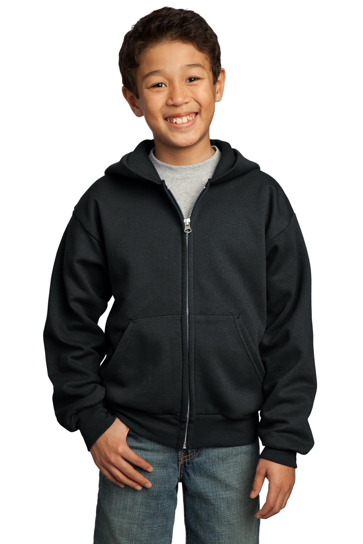 Port & Company - Youth Core Fleece Full-Zip Hooded Sweatshirt. PC90YZH - Dresses Max