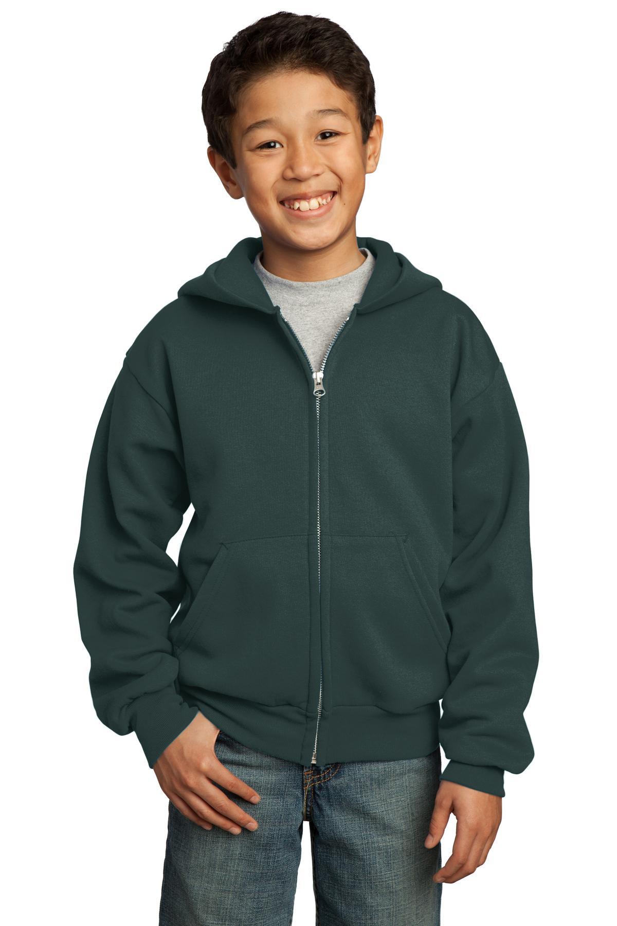 Port & Company - Youth Core Fleece Full-Zip Hooded Sweatshirt. PC90YZH - Dresses Max