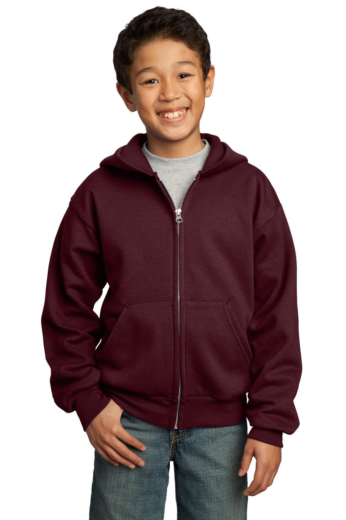 Port & Company - Youth Core Fleece Full-Zip Hooded Sweatshirt. PC90YZH - Dresses Max