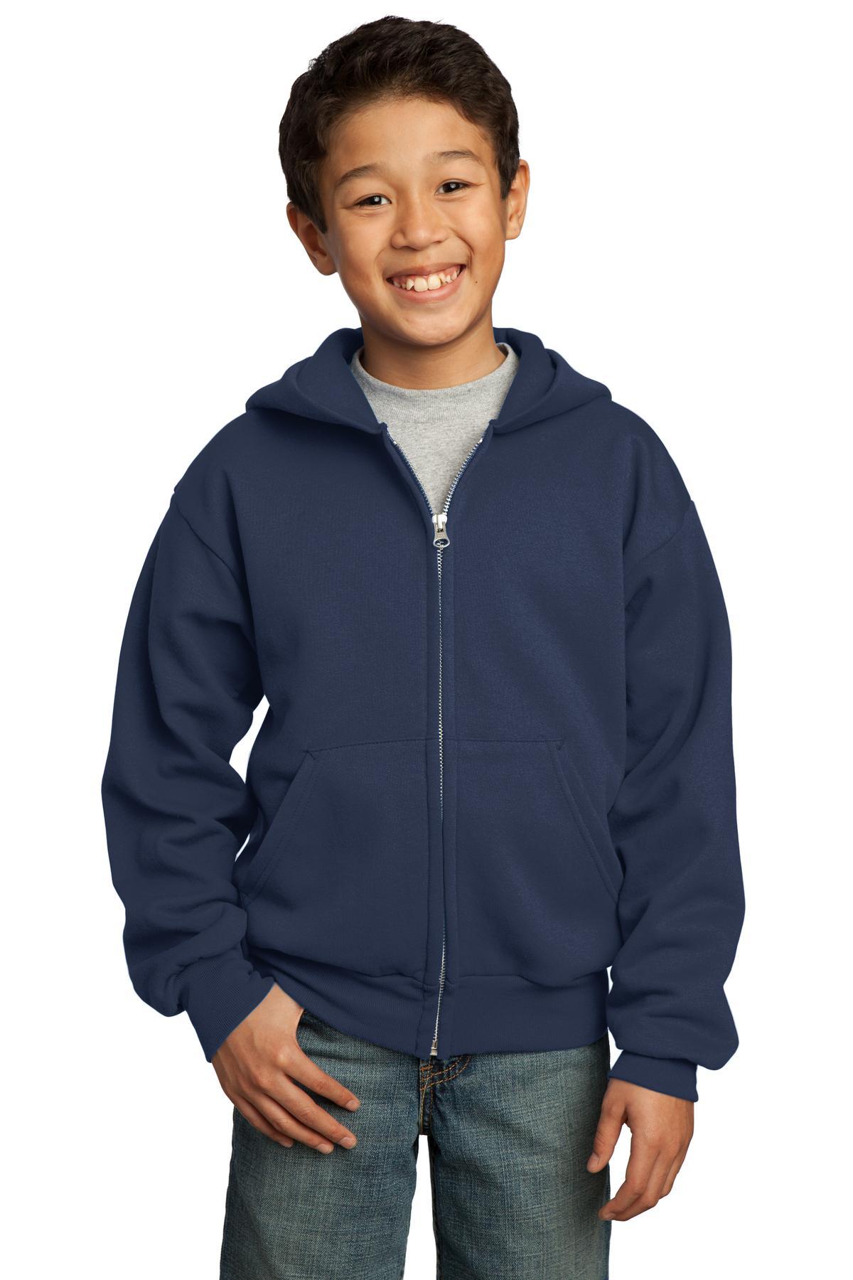 Port & Company - Youth Core Fleece Full-Zip Hooded Sweatshirt. PC90YZH - Dresses Max