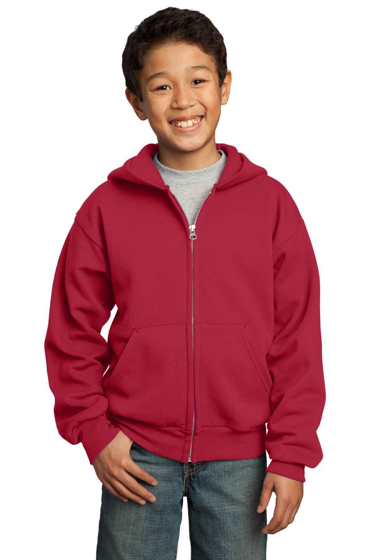 Port & Company - Youth Core Fleece Full-Zip Hooded Sweatshirt. PC90YZH - Dresses Max