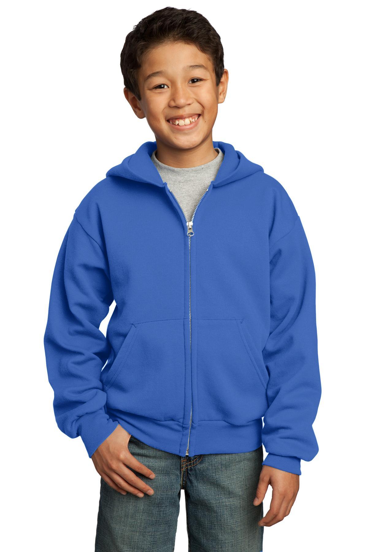 Port & Company - Youth Core Fleece Full-Zip Hooded Sweatshirt. PC90YZH - Dresses Max