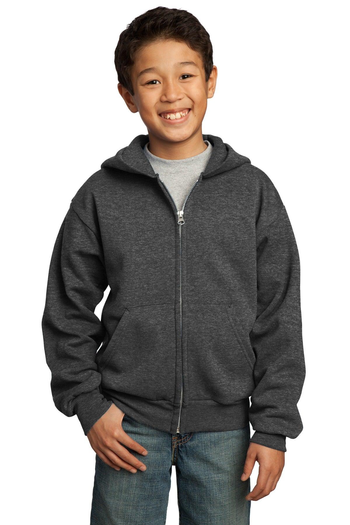 Port & Company - Youth Core Fleece Full-Zip Hooded Sweatshirt. PC90YZH - Dresses Max