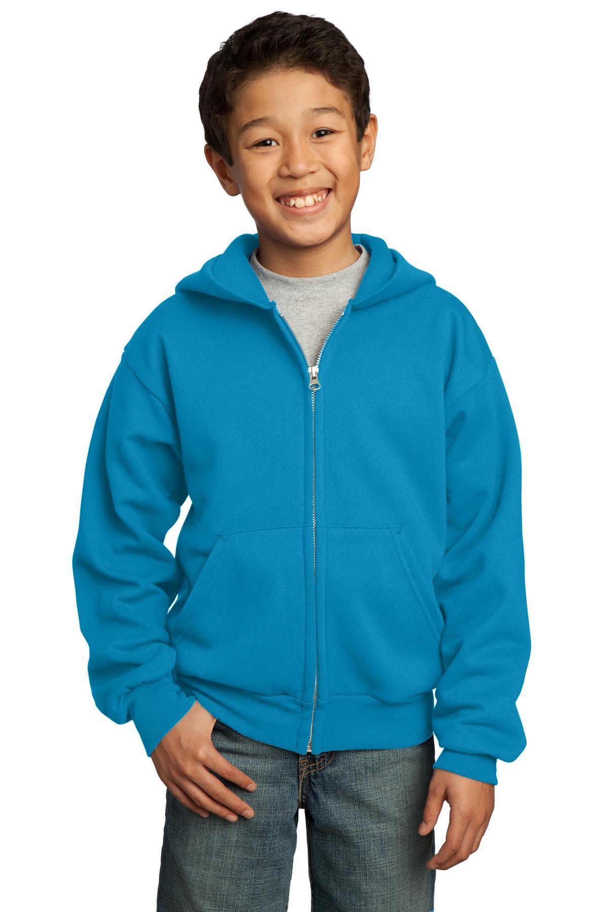 Port & Company - Youth Core Fleece Full-Zip Hooded Sweatshirt. PC90YZH - Dresses Max