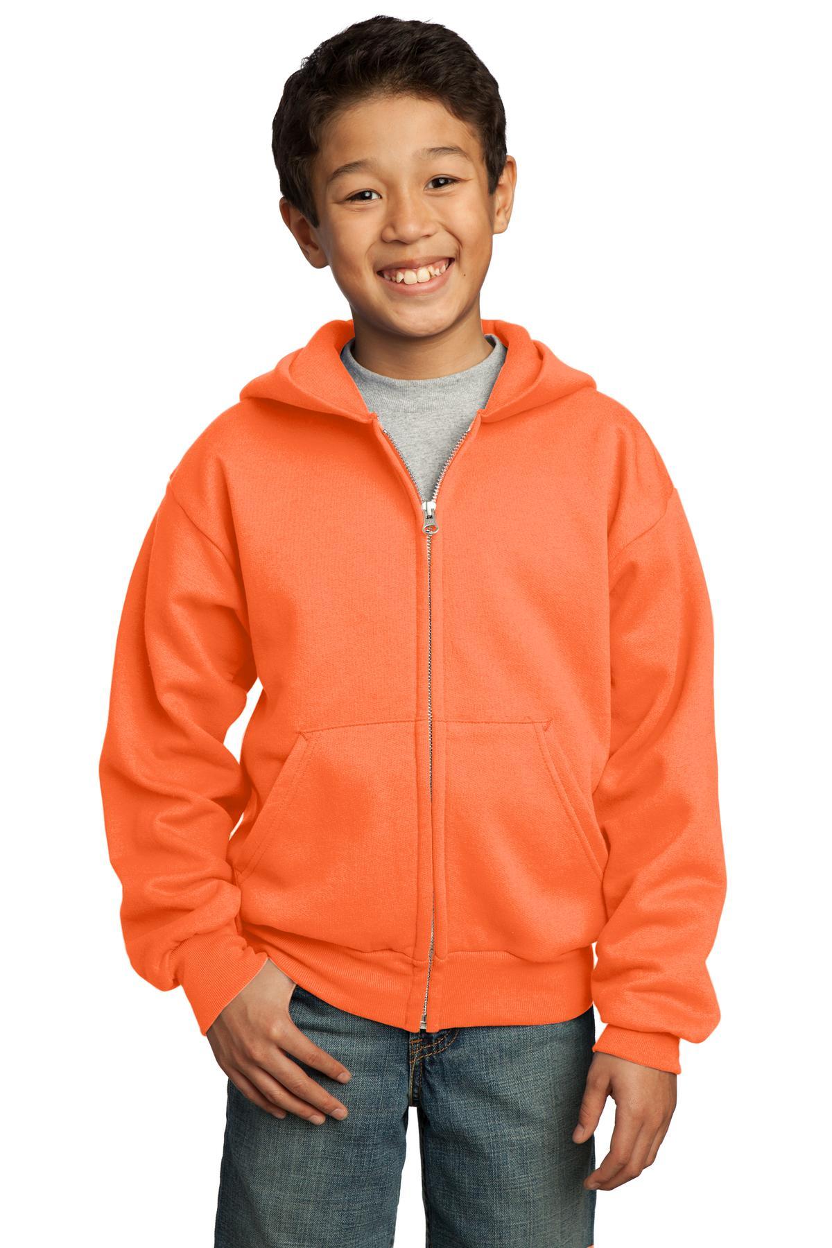 Port & Company - Youth Core Fleece Full-Zip Hooded Sweatshirt. PC90YZH - Dresses Max