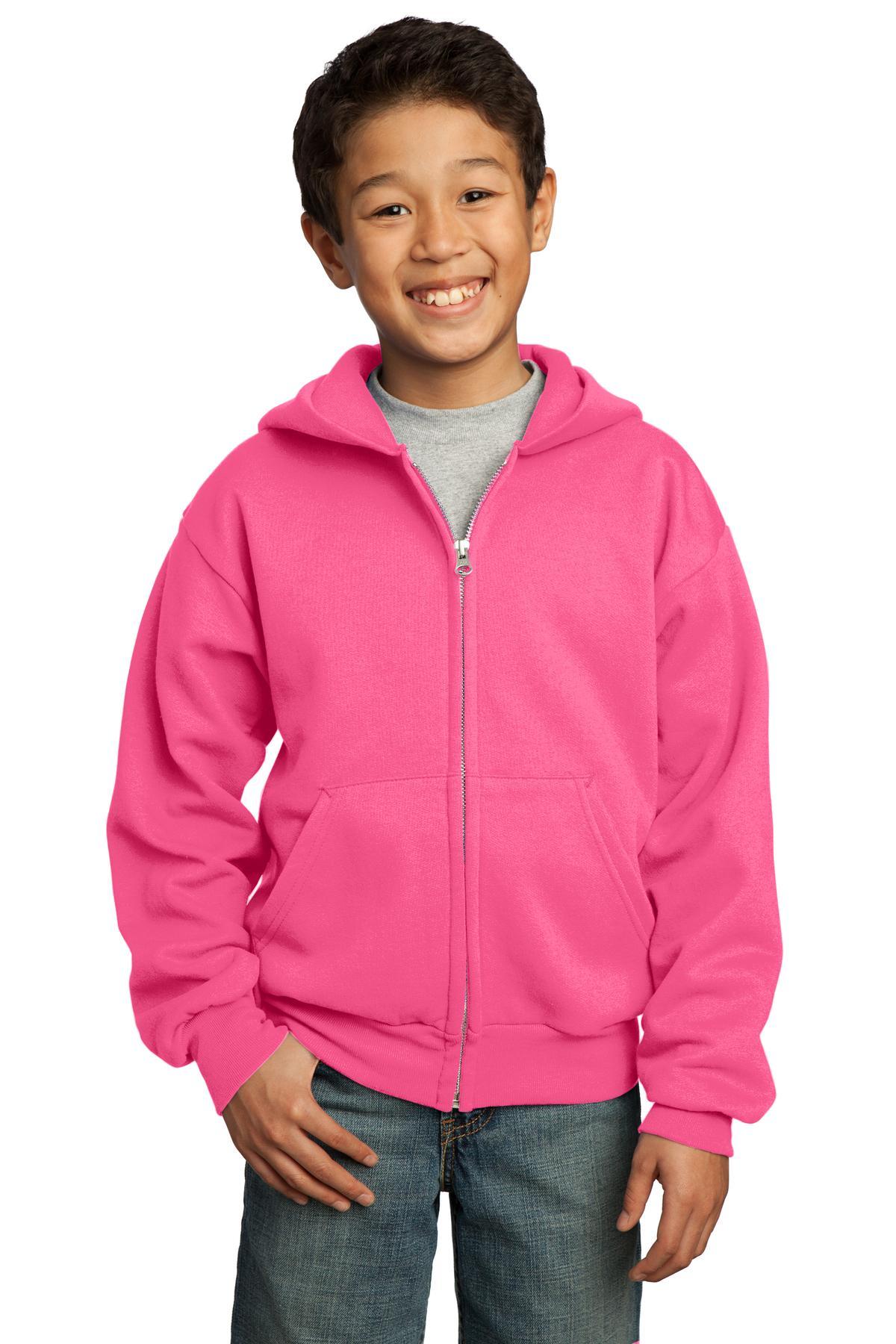 Port & Company - Youth Core Fleece Full-Zip Hooded Sweatshirt. PC90YZH - Dresses Max