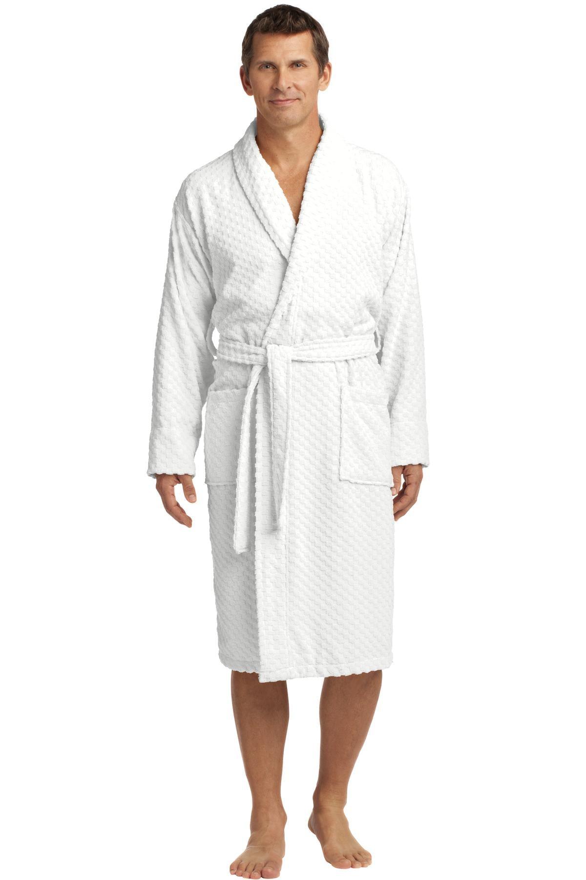 Port Authority Checkered Terry Shawl Collar Robe. R103 - Dresses Max