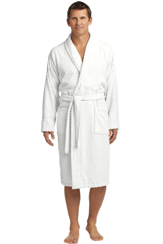 Port Authority Checkered Terry Shawl Collar Robe. R103 - Dresses Max