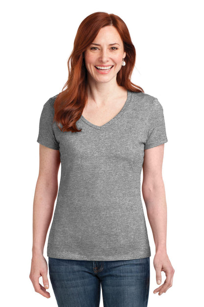 Hanes Ladies Perfect-T Cotton V-Neck T-Shirt. S04V - Dresses Max