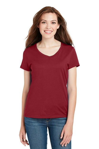 Hanes Ladies Perfect-T Cotton V-Neck T-Shirt. S04V - Dresses Max