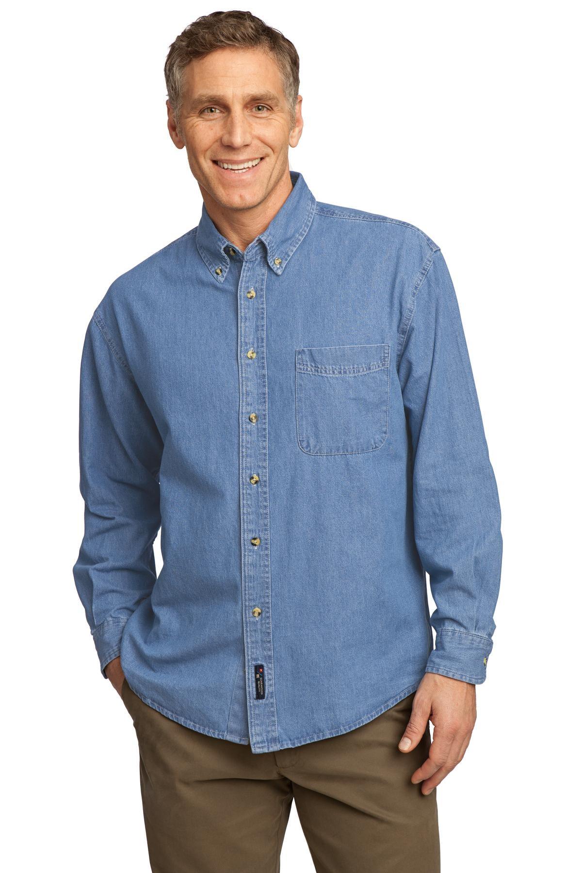 Port & Company - Long Sleeve Value Denim Shirt. SP10 - Dresses Max