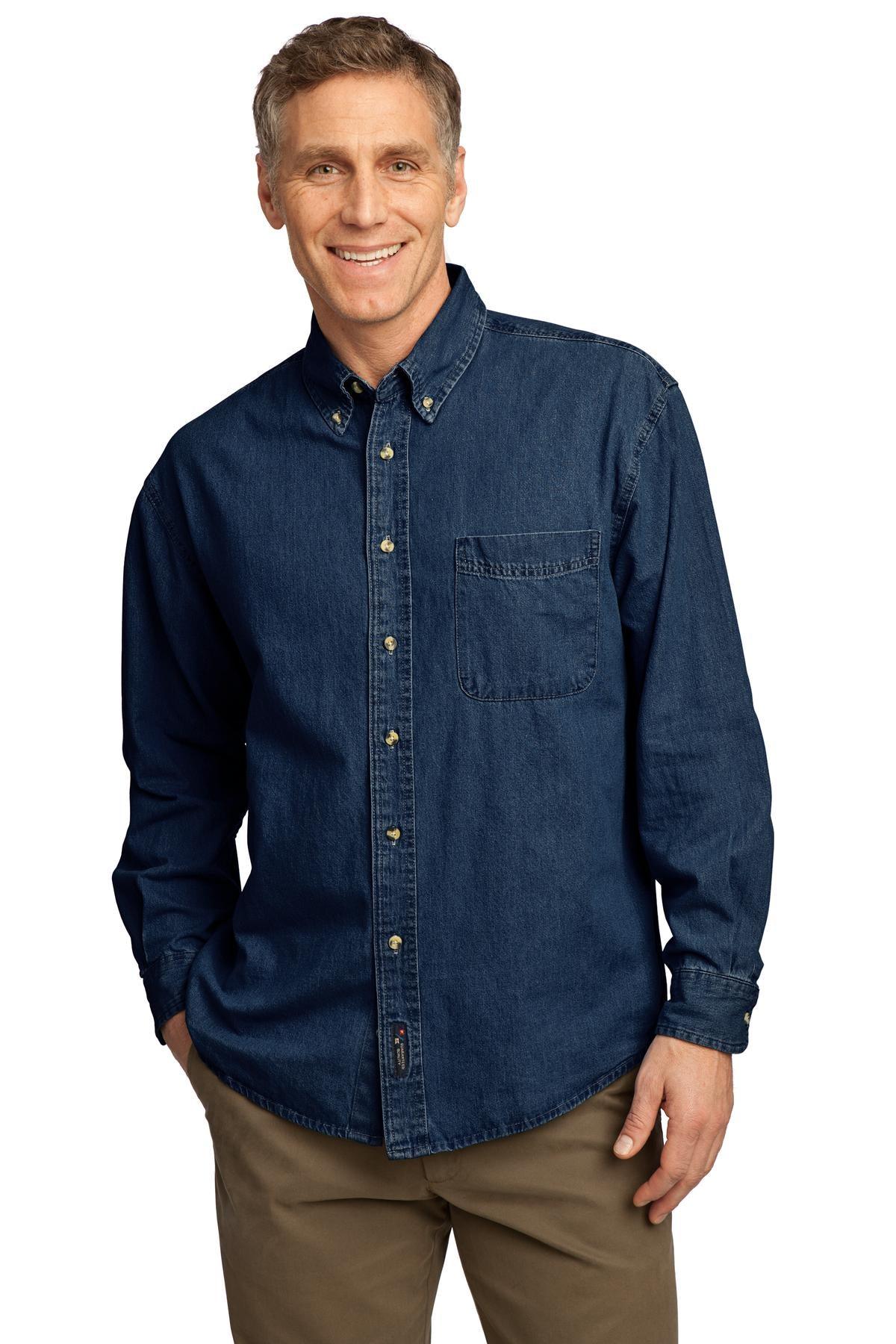 Port & Company - Long Sleeve Value Denim Shirt. SP10 - Dresses Max