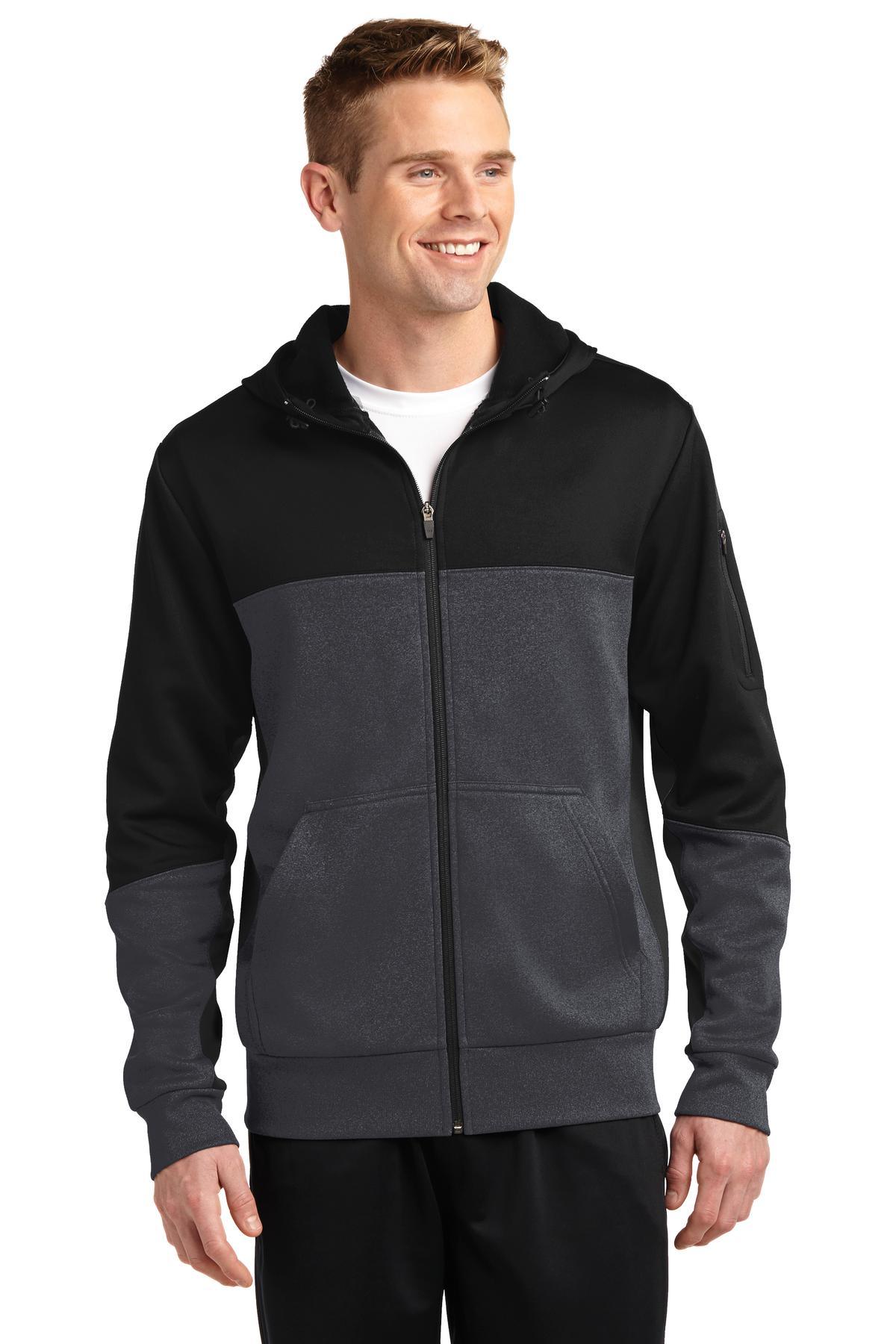 Sport-Tek Tech Fleece Colorblock Full-Zip Hooded Jacket. ST245 - Dresses Max