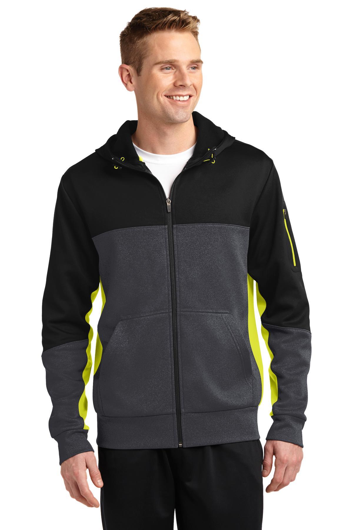 Sport-Tek Tech Fleece Colorblock Full-Zip Hooded Jacket. ST245 - Dresses Max