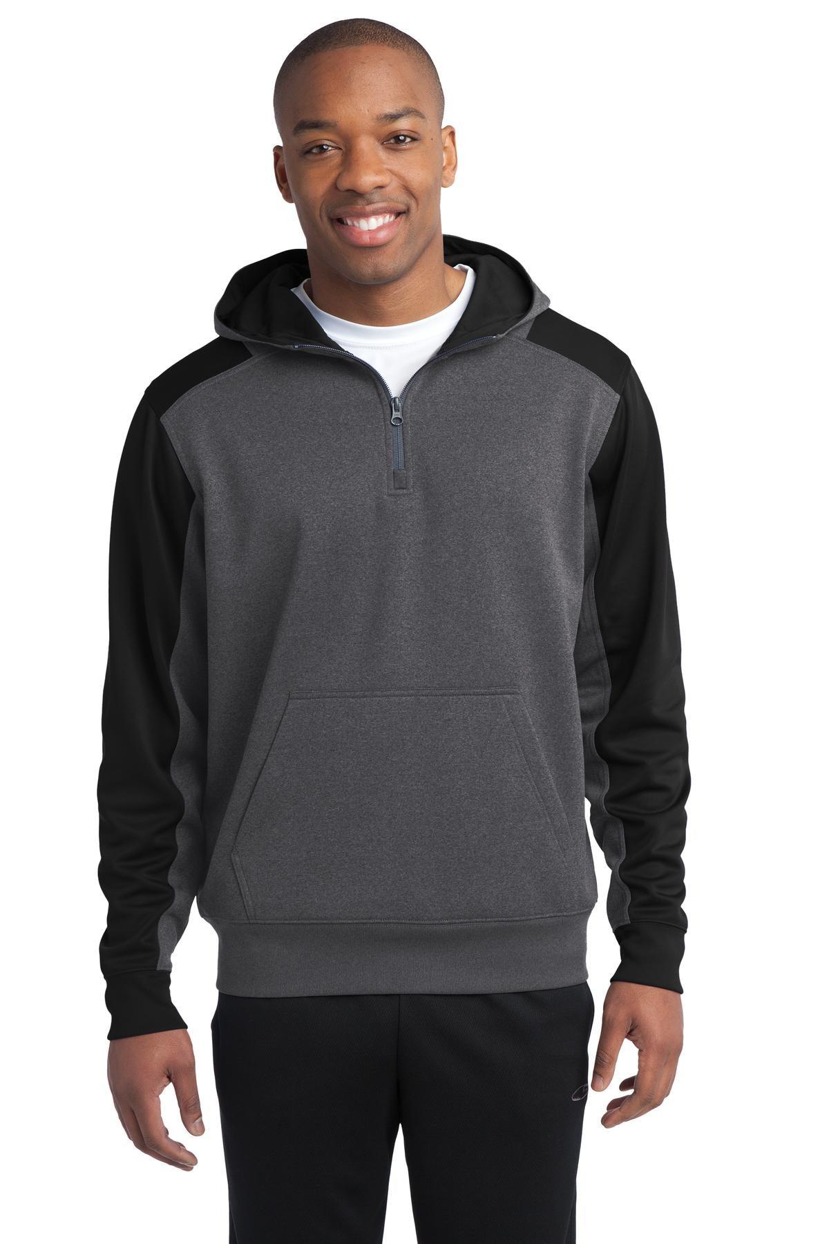Sport-Tek Tech Fleece Colorblock 1/4-Zip Hooded Sweatshirt. ST249 - Dresses Max